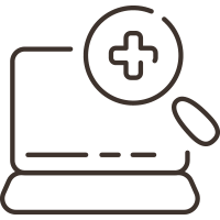 Device with magmagnifying glass icon