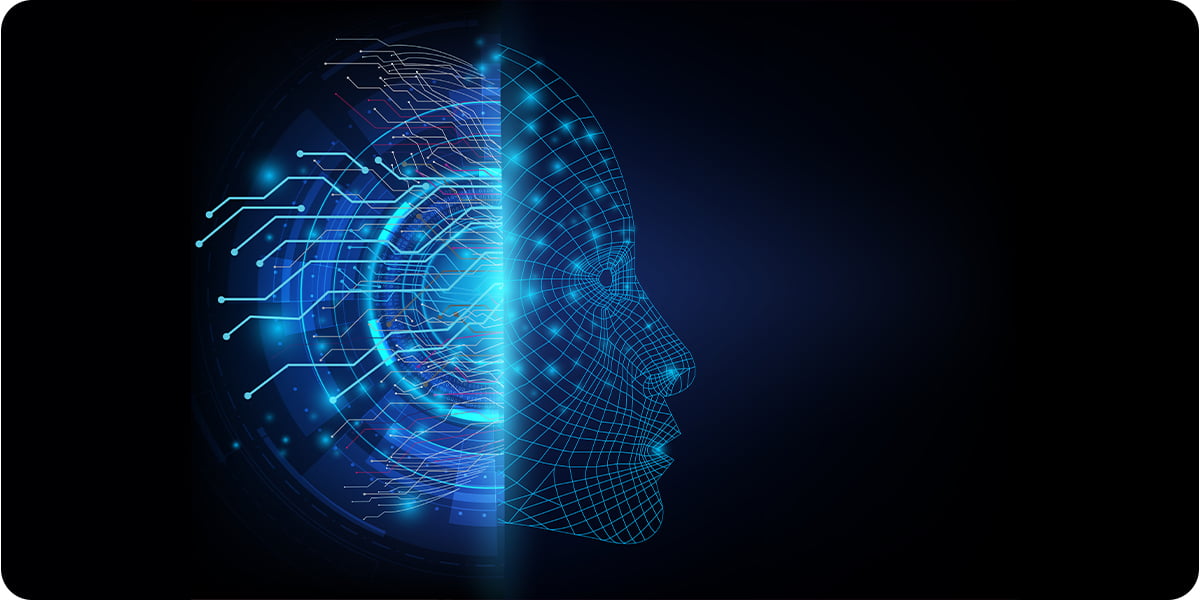 Futuristic AI head
