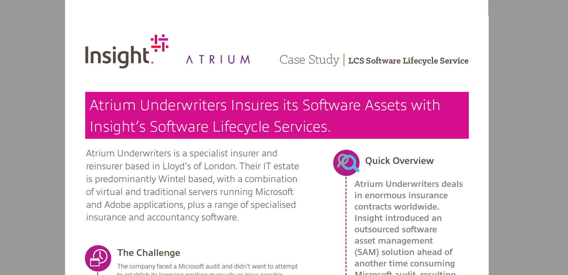 Learn how Insight helped with Atrium's infrastructure