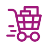 Purple shopping trolley icon logo