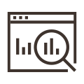 Process graph with magnifying glass icon