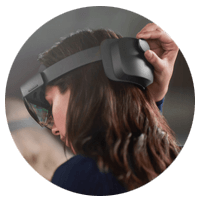 Microsoft HoloLens 2 woman wearing headset