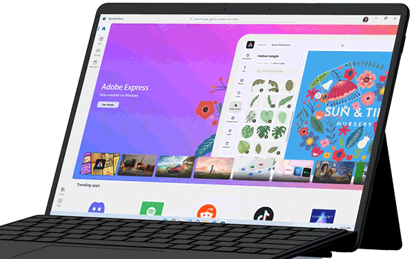 Adobe Express op een notebook