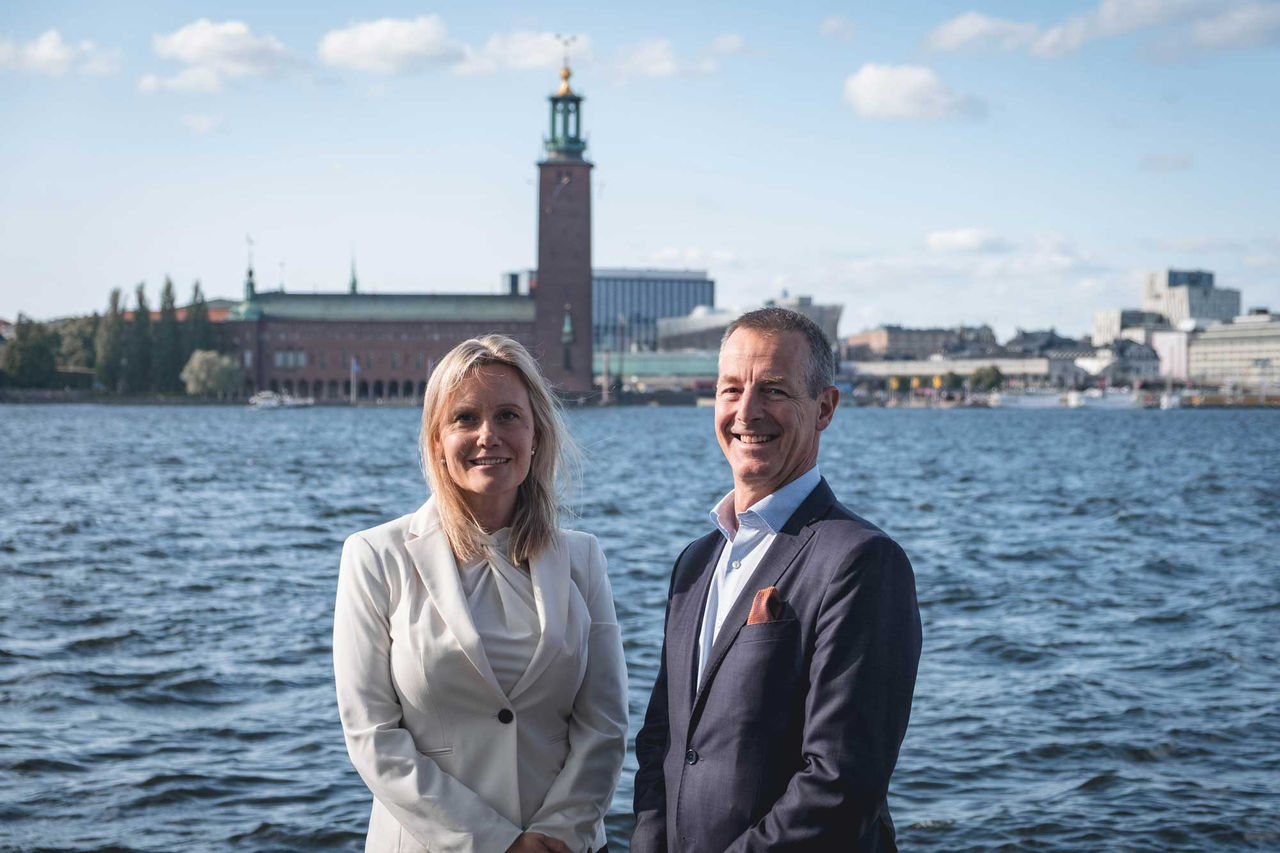 Insight teammates with the Stockholm City in the background