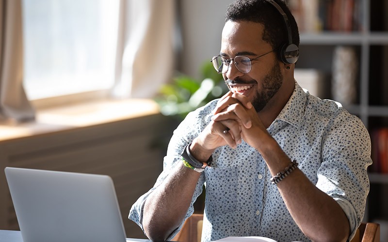 Man on call offering tech support